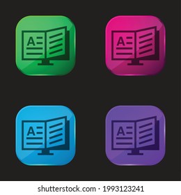 Book four color glass button icon