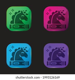 Book four color glass button icon