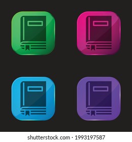 Book four color glass button icon