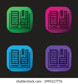 Book four color glass button icon