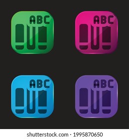Book four color glass button icon