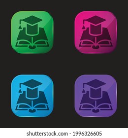 Book four color glass button icon