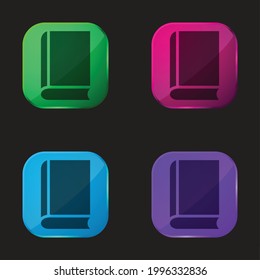 Book four color glass button icon