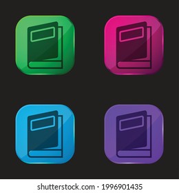 Book four color glass button icon