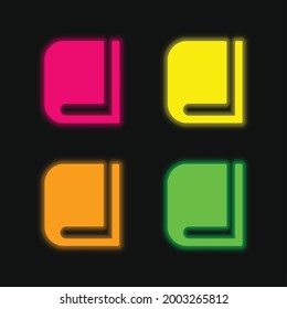 Book four color glowing neon vector icon