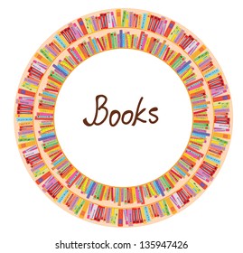 Book frame circle design with many items