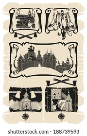 Book frames Slavic life, vector