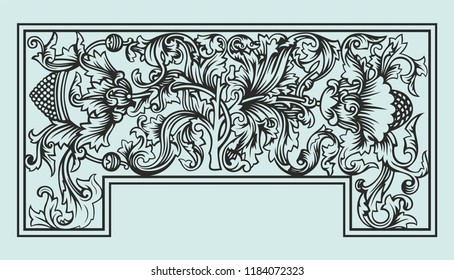 Book frontispiece title page decorative design in retro Soviet style. Vintage template with flowers, vector retro background, Festive design of the Soviet Union.