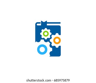 Book Gear Icon Logo Design Element