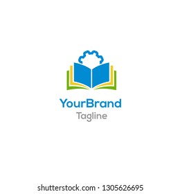 Book with gear logo template