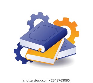 Book with gears abstract illustration