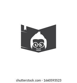 book with geek boy  icon vector illustration design template