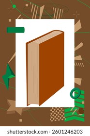Book geometrical graphic retro theme background. Minimal geometric elements. Vintage abstract shapes vector illustration.