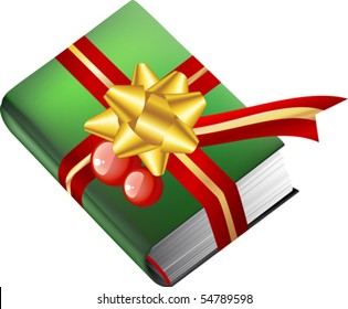 A book gift with christmas bow on a white background