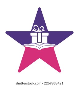 Book gift star shape concept logo design vector. library and surprise logotype design template.