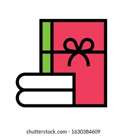 Book for gift vector illustration, filled design icon