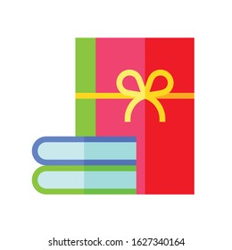 Book for gift vector illustration, flat design icon