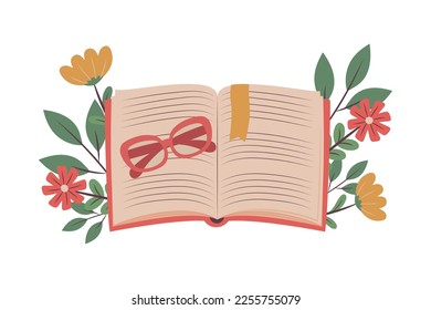 book with glasses, book day icon