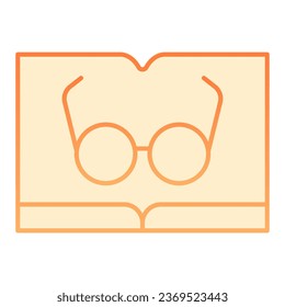 Book with glasses flat icon. Reading orange icons in trendy flat style. Knowledge gradient style design, designed for web and app. Eps 10