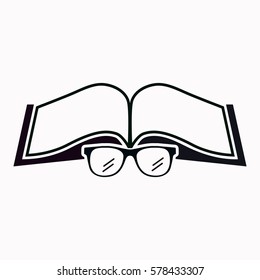 Book with glasses  icon. Vector design.