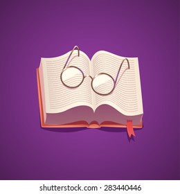 Book and glasses. Isolated object \ background.