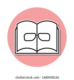 book and glasses sticker icon. Simple thin line, outline vector of Books and magazines icons for ui and ux, website or mobile application