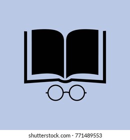 book with glasses vector icon
