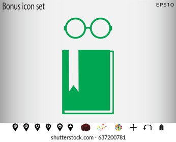 Book, glasses, vector illustration of Eps10