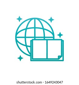 book and global sphere gradient style icon design, Education literature read library school university information learning and text theme Vector illustration