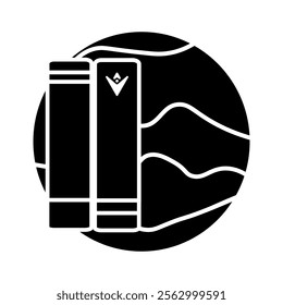 Book and globe icon. Education vector logo. Black logo
