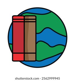 Book and globe icon. Education vector logo. Colorful logo