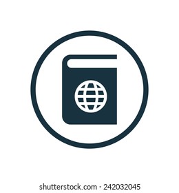 book globe icon, round shape, isolated on white background 