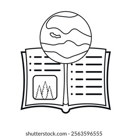 Book and globe line icon. linear style sign for mobile concept and web design. Earth planet book outline vector icon. Symbol, logo illustration. Vector graphics