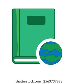 Book and globe line icon. linear style sign for mobile concept and web design. Earth planet book outline vector icon. Symbol, logo illustration. Vector graphics