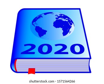 Book and globe map with 2020 New Year number on cover. Elements of this image furnished by NASA
