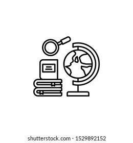 Book, globe, search icon. Element of university for mobile concept and web apps icon