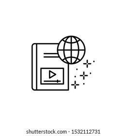 Book, globe, video icon. Simple line, outline vector of online educationa icons for ui and ux, website or mobile application
