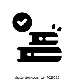 ícone de glifo do livro. Ícone vetorial forte e sólido para sites, interfaces móveis, apresentações e marca visual. Alta qualidade e fácil de editar.