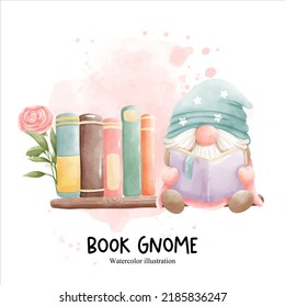 book gnome, library gnome vector illustration