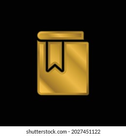 Book gold plated metalic icon or logo vector