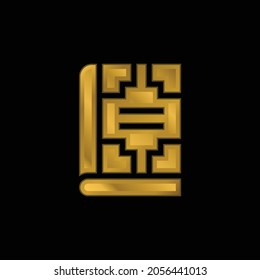 Book gold plated metalic icon or logo vector