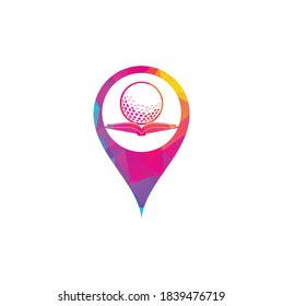 Book golf map pin shape concept logo design vector. Golf Book Icon Logo Design Element