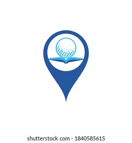 Book golf map pin shape concept logo design vector. Golf Book Icon Logo Design Element