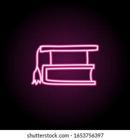 Book and graduate cap sketch neon icon. Simple thin line, outline vector of education icons for ui and ux, website or mobile application