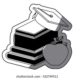 Book graduation cap and apple design