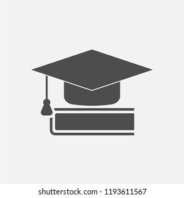 Book graduation cap isolated on white background. Vector illustration. Eps 10.