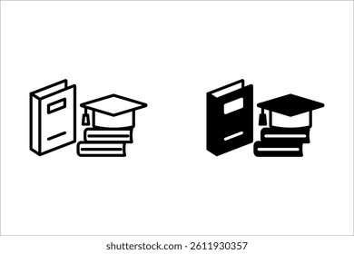Book and graduation cap. Learning resources for university degree. Pixel perfect, editable stroke vector icon