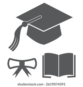 Book and graduation cap. Learning resources for university degree. Pixel perfect, editable stroke vector icon design eps 10 