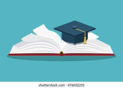 book with graduation hat isolated icon vector illustration design
