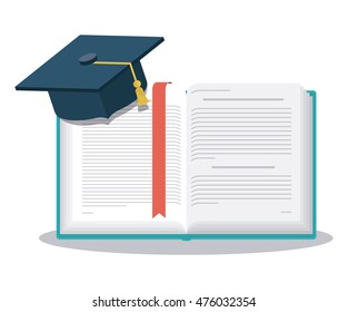 book with graduation hat isolated icon vector illustration design